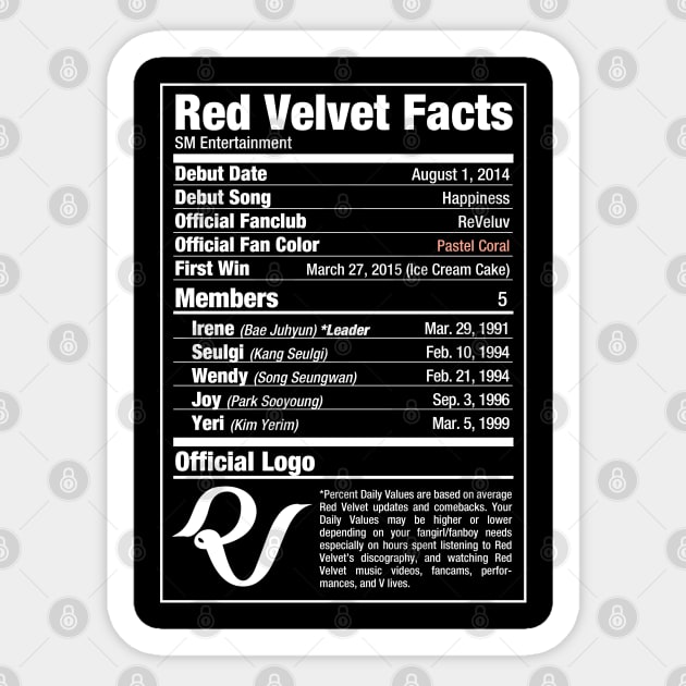 Red Velvet Nutritional Facts Sticker by skeletonvenus